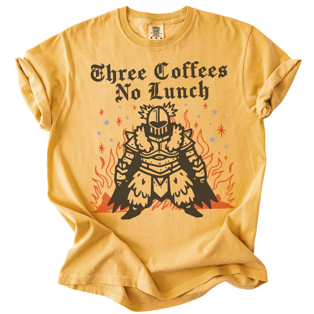 Three Coffees No Lunch Tee