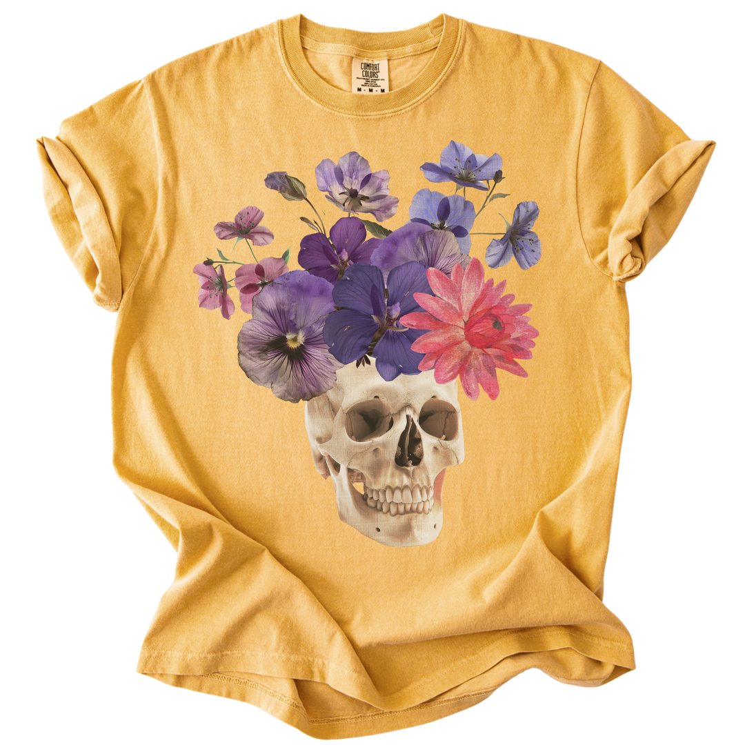 Floral Collage Skull Tee