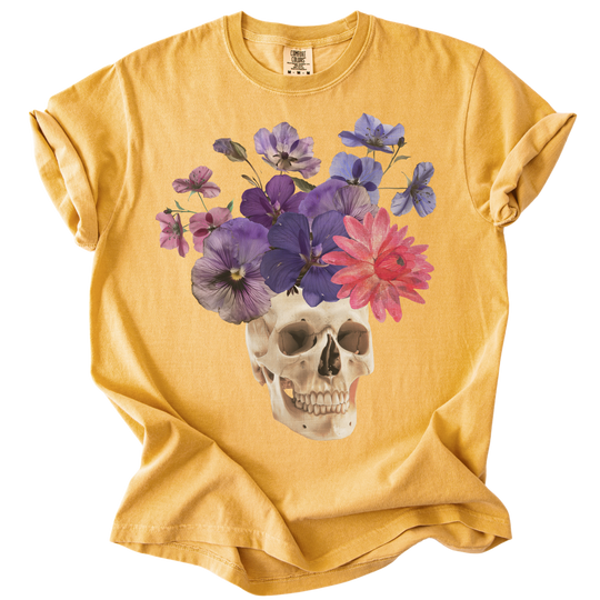 Floral Collage Skull Tee