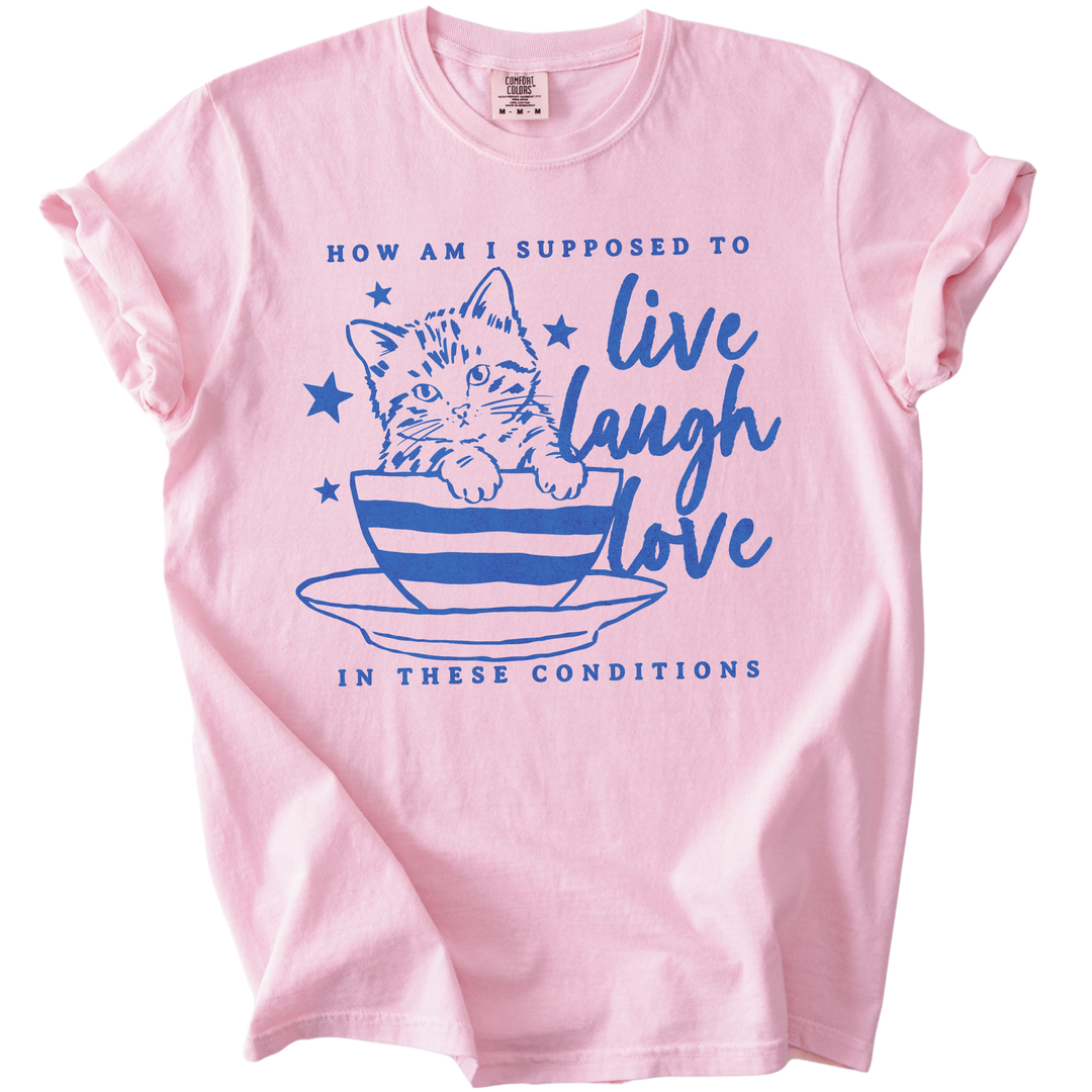 How Am I Supposed to Live Laugh Love in These Conditions Tee