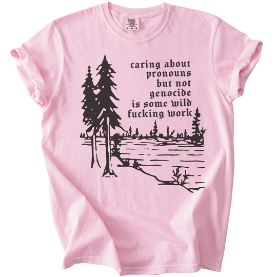 Caring About Pronouns But Not Genocide Tee