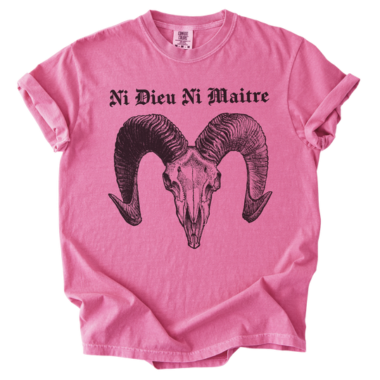Ni Dieu Ni Maitre Ram Skull Tee