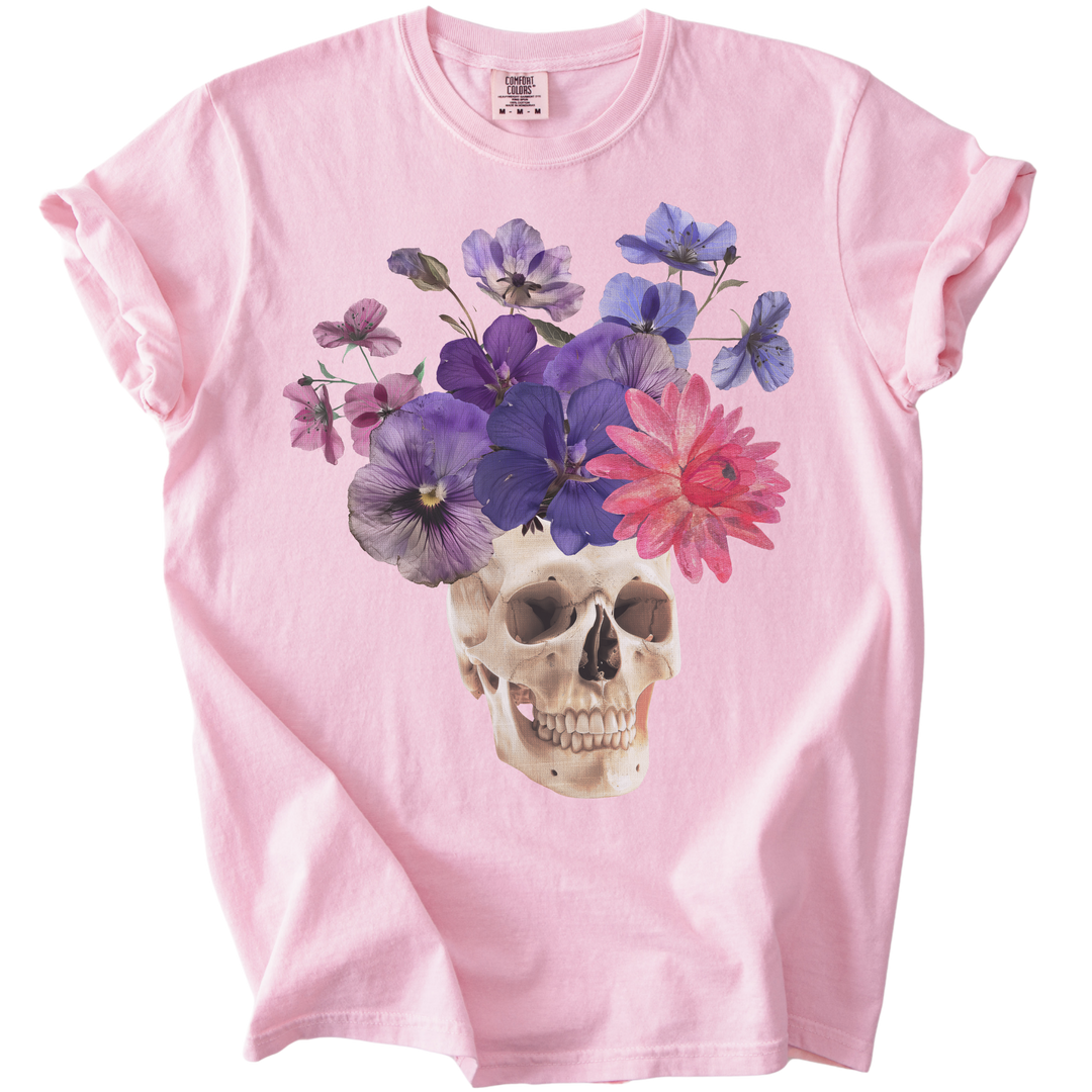 Floral Collage Skull Tee