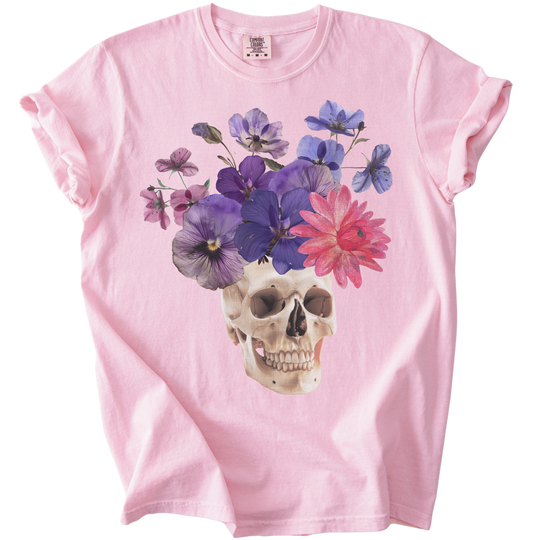 Floral Collage Skull Tee