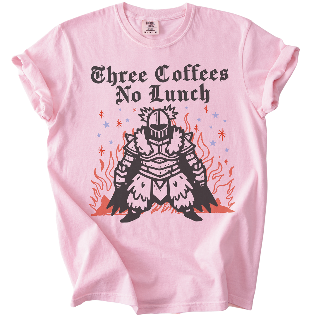 Three Coffees No Lunch Tee