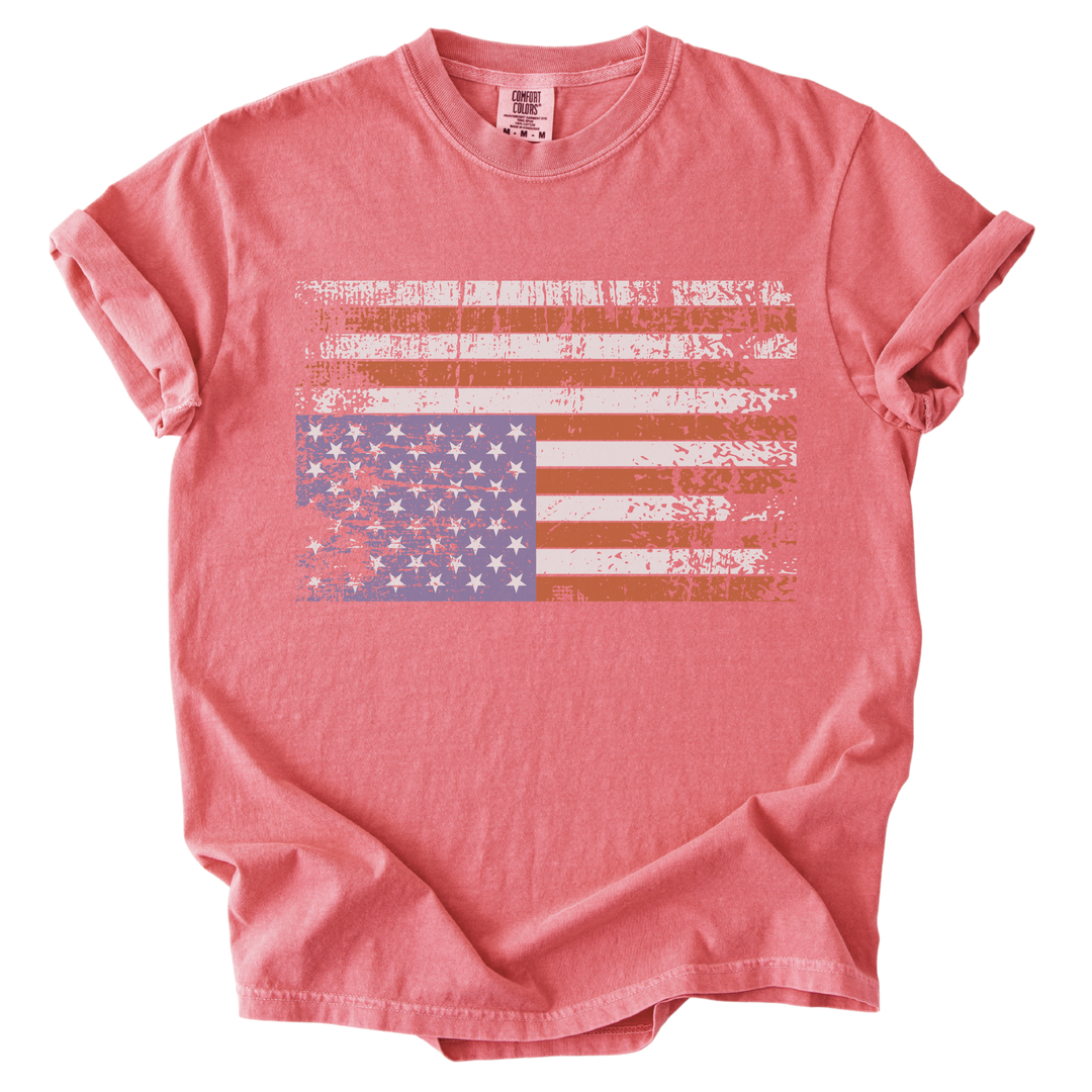 Distressed Upside Down American Flag Tee