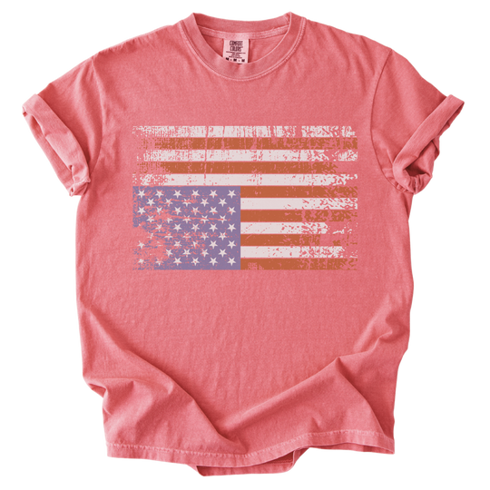 Distressed Upside Down American Flag Tee