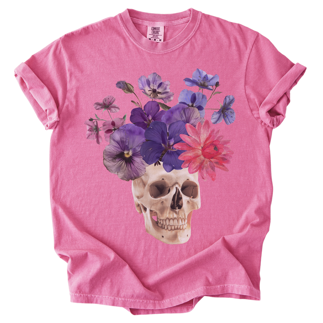 Floral Collage Skull Tee
