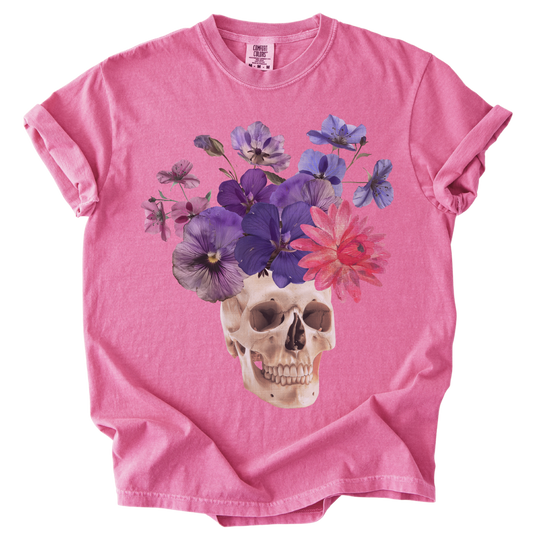 Floral Collage Skull Tee