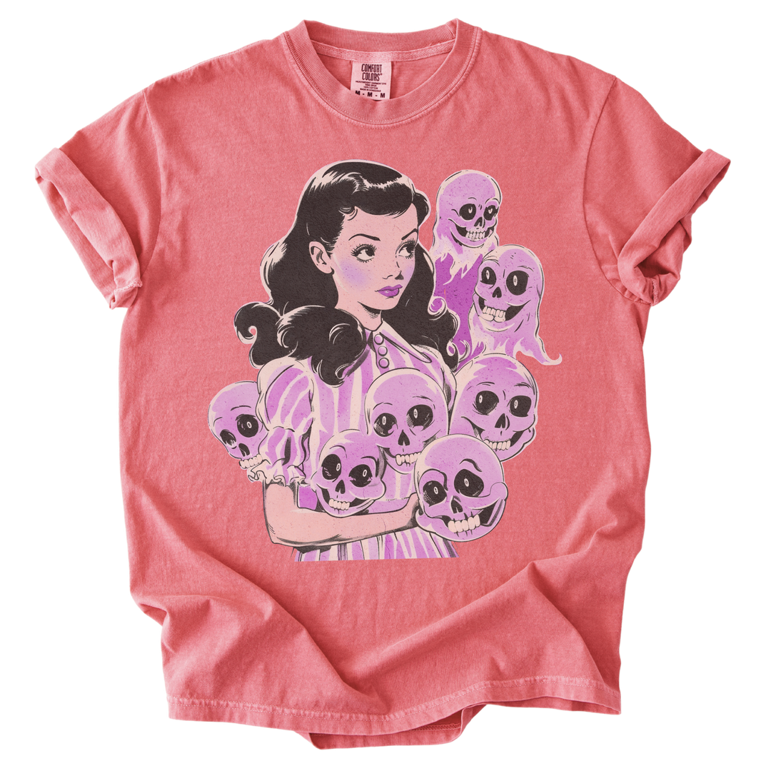 Pinup Purple Girl With Her Ghouls Tee