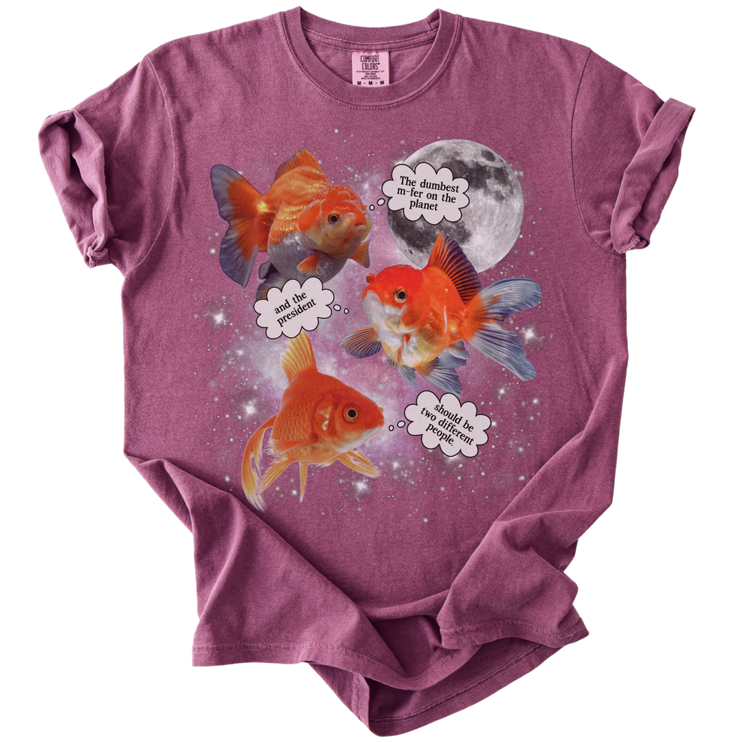 Three Moon Goldfish Thoughts Dumb M-fer Tee