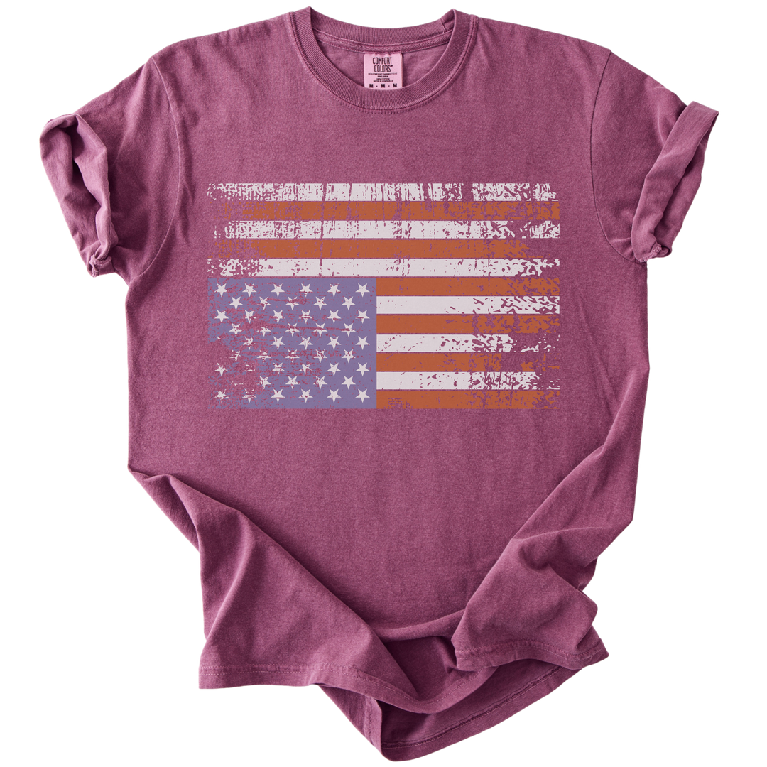 Distressed Upside Down American Flag Tee