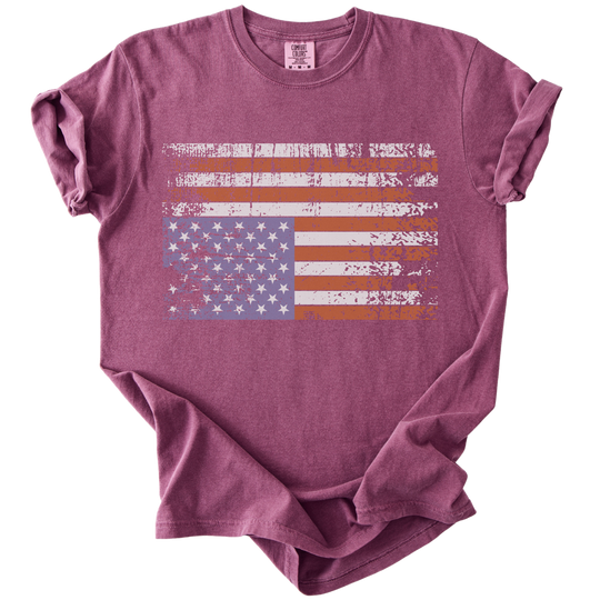 Distressed Upside Down American Flag Tee