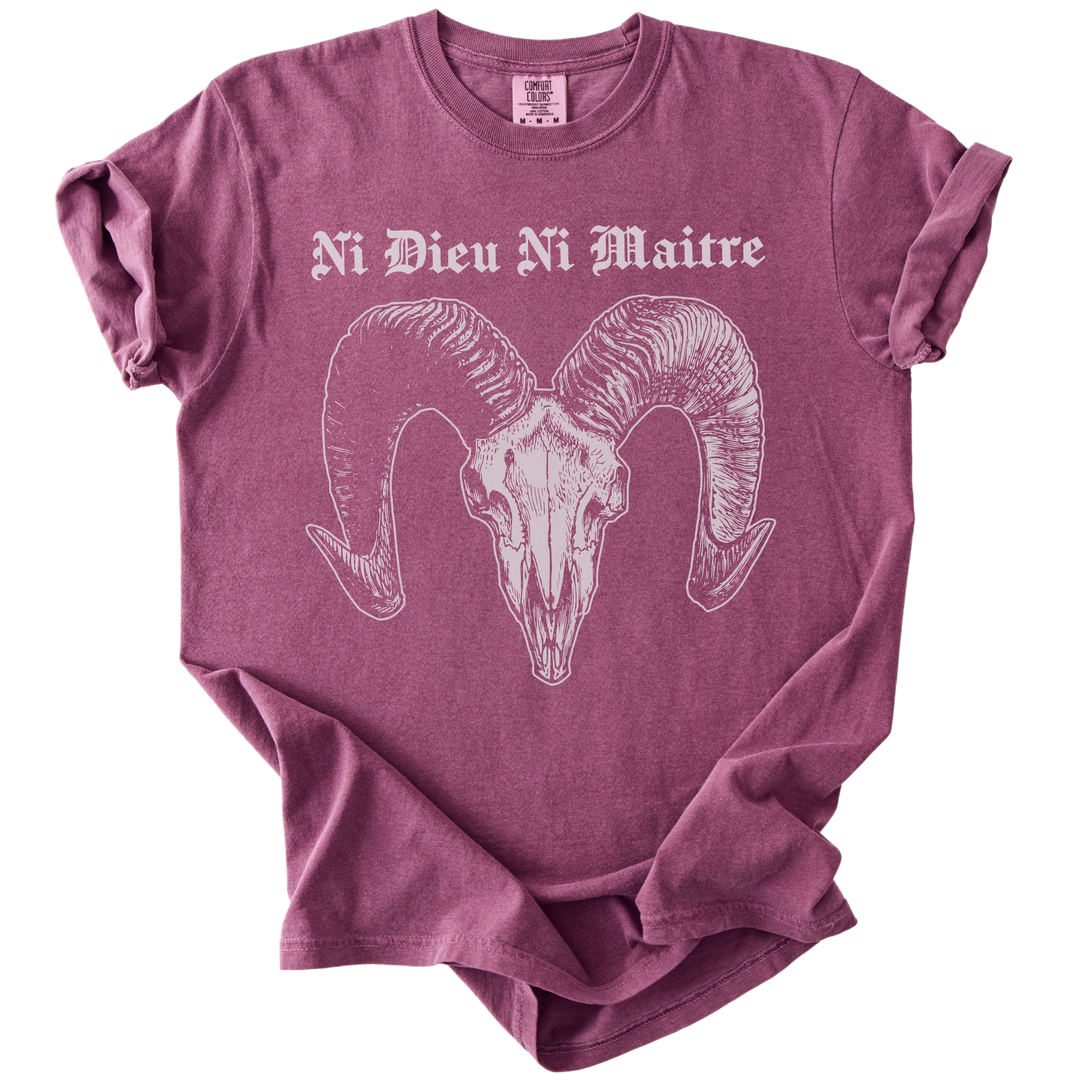 Ni Dieu Ni Maitre Ram Skull Tee