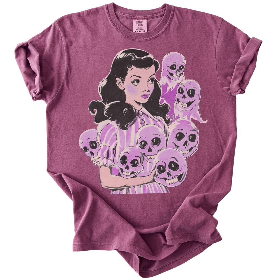 Pinup Purple Girl With Her Ghouls Tee