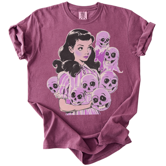 Pinup Purple Girl With Her Ghouls Tee