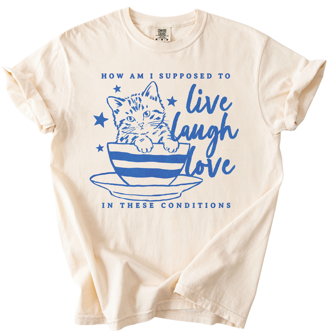 How Am I Supposed to Live Laugh Love in These Conditions Tee