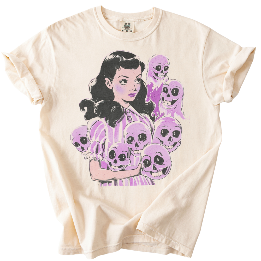 Pinup Purple Girl With Her Ghouls Tee