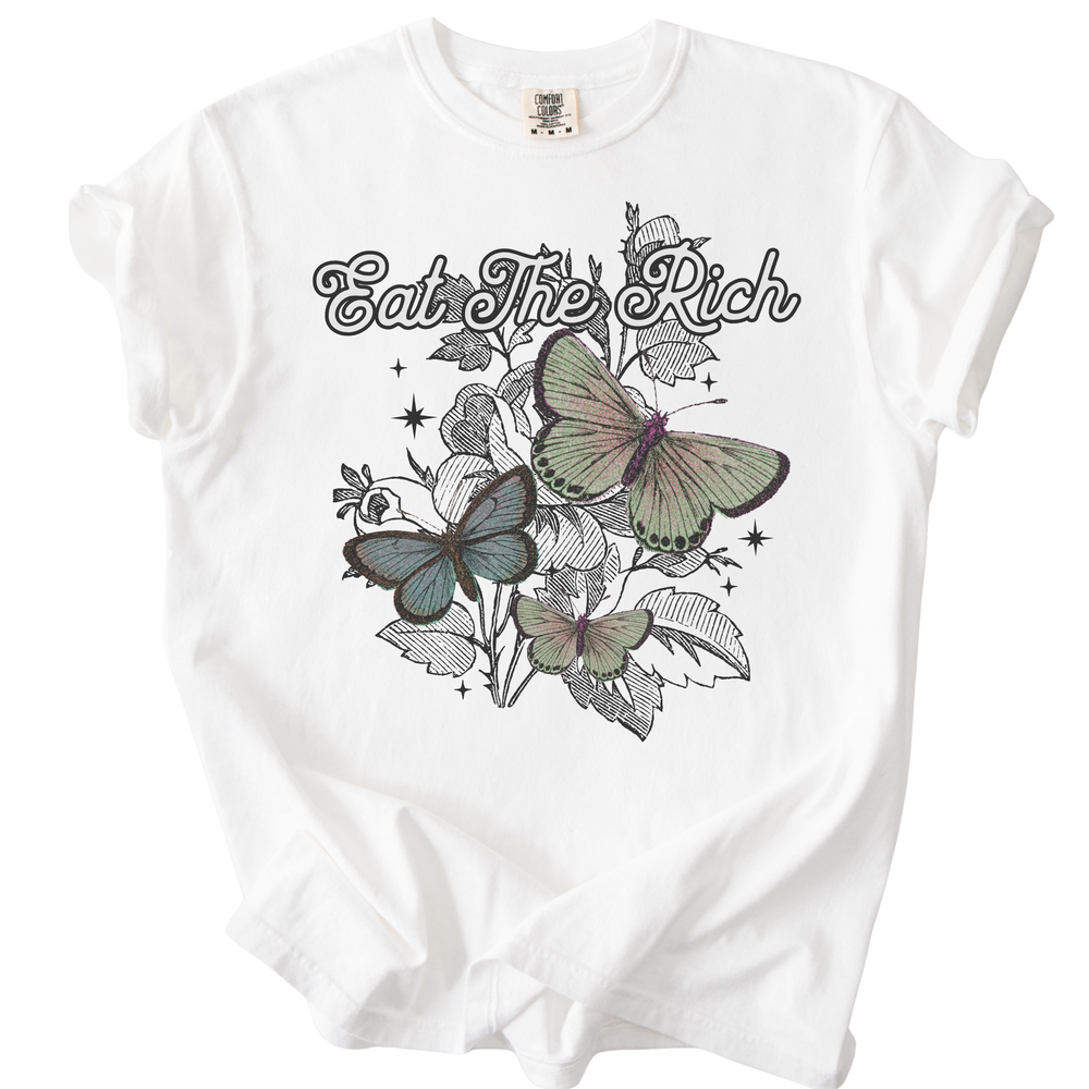 Eat The Rich Floral Butterfly Tee