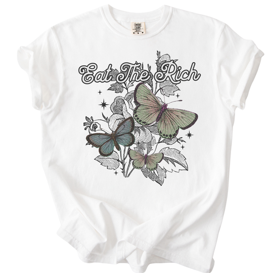 Eat The Rich Floral Butterfly Tee