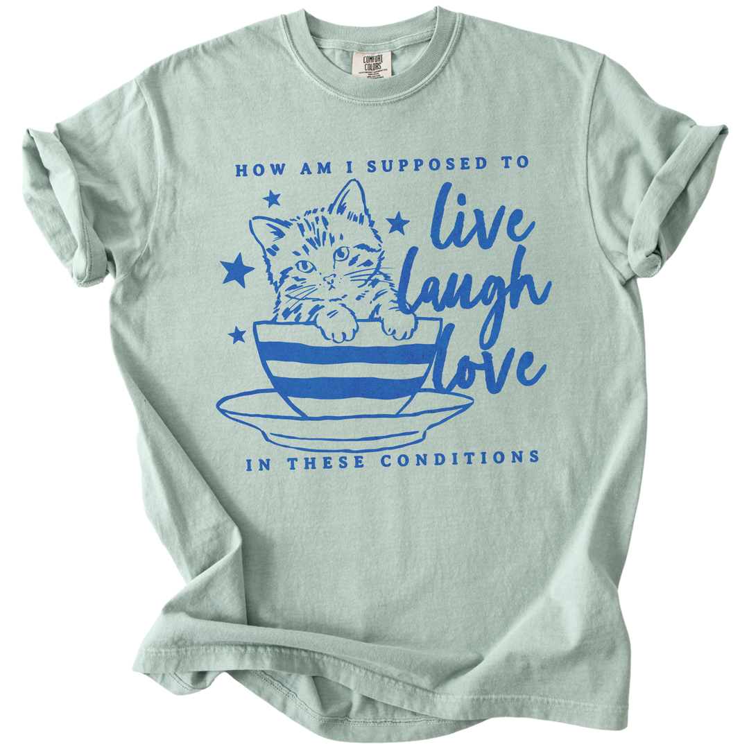 How Am I Supposed to Live Laugh Love in These Conditions Tee