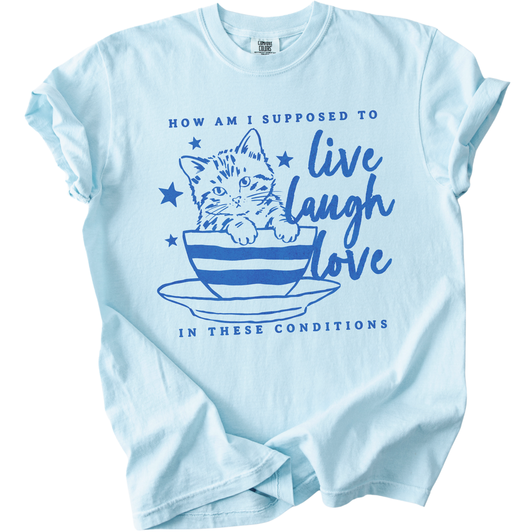 How Am I Supposed to Live Laugh Love in These Conditions Tee