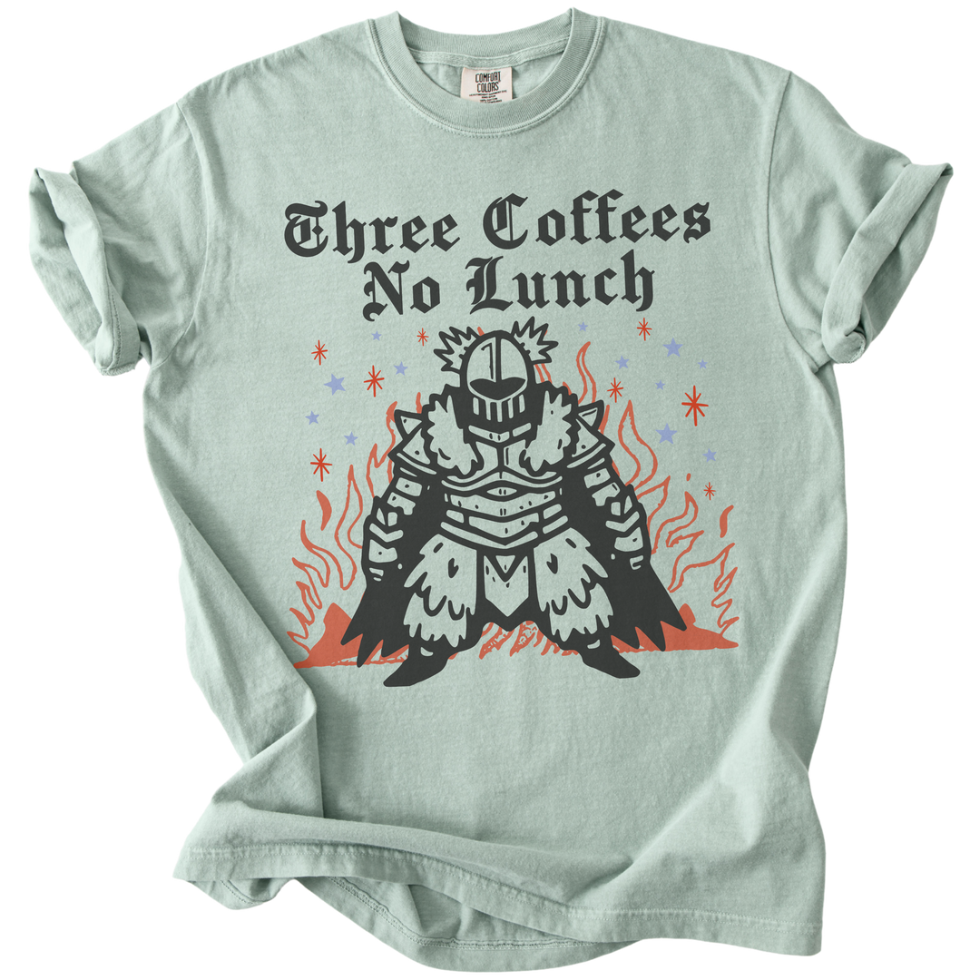 Three Coffees No Lunch Tee