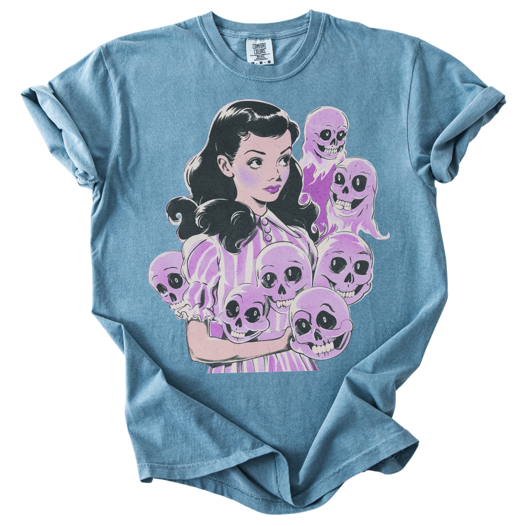 Pinup Purple Girl With Her Ghouls Tee
