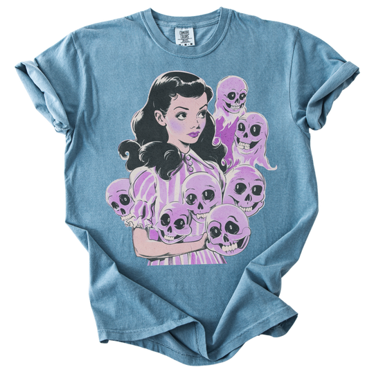 Pinup Purple Girl With Her Ghouls Tee