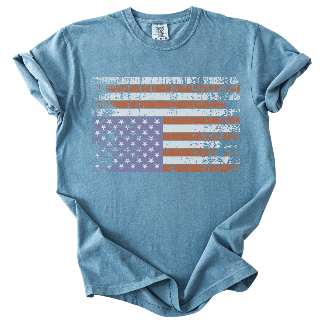 Distressed Upside Down American Flag Tee