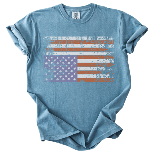 Distressed Upside Down American Flag Tee