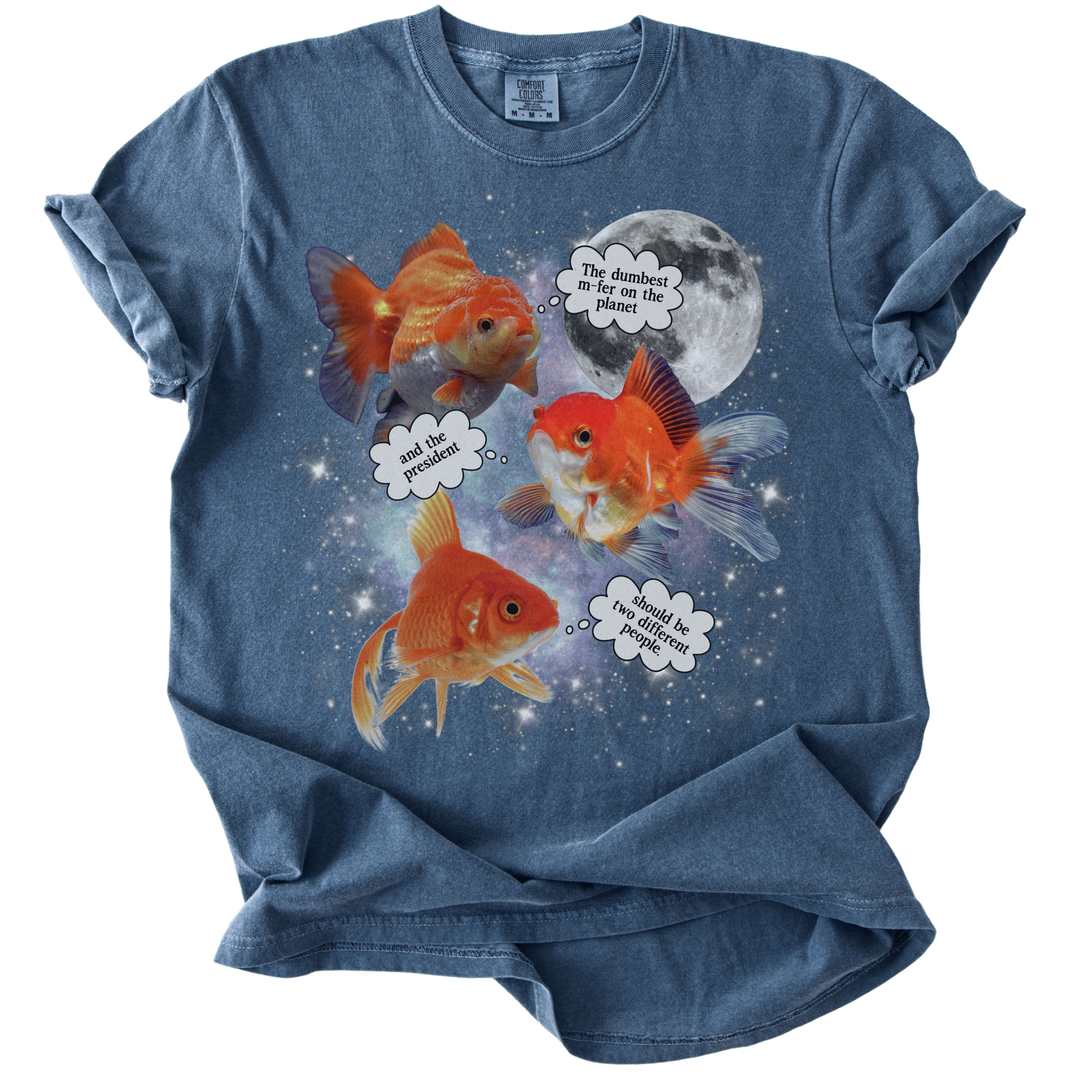Three Moon Goldfish Thoughts Dumb M-fer Tee