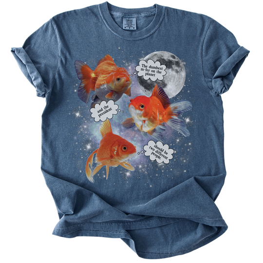 Three Moon Goldfish Thoughts Dumb M-fer Tee