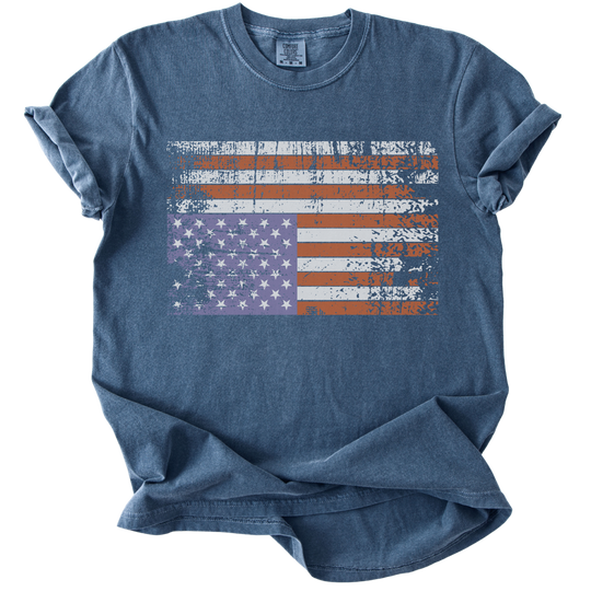 Distressed Upside Down American Flag Tee