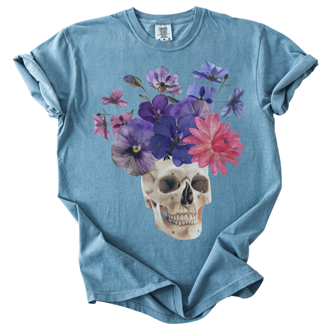 Floral Collage Skull Tee