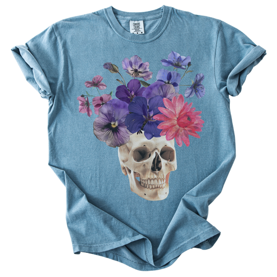 Floral Collage Skull Tee
