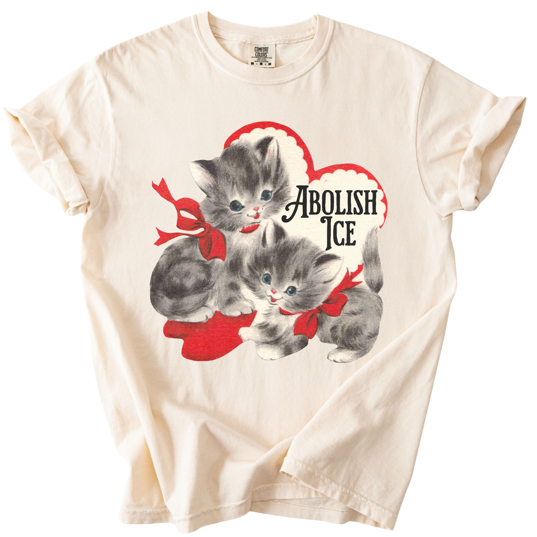 Retro Kittens Abolish ICE Tee