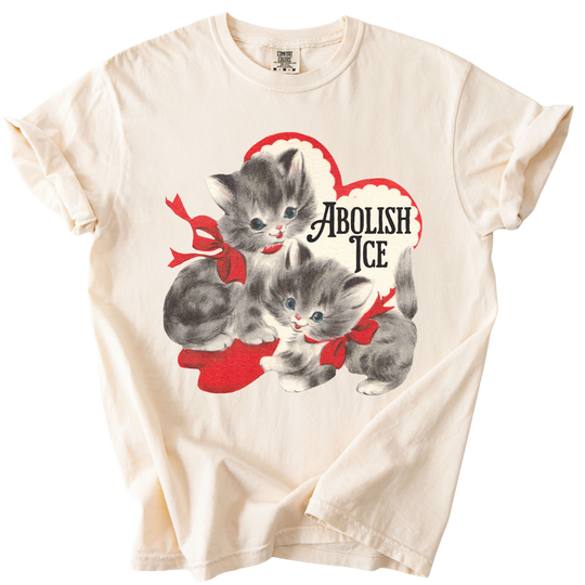 Retro Kittens Abolish ICE Tee