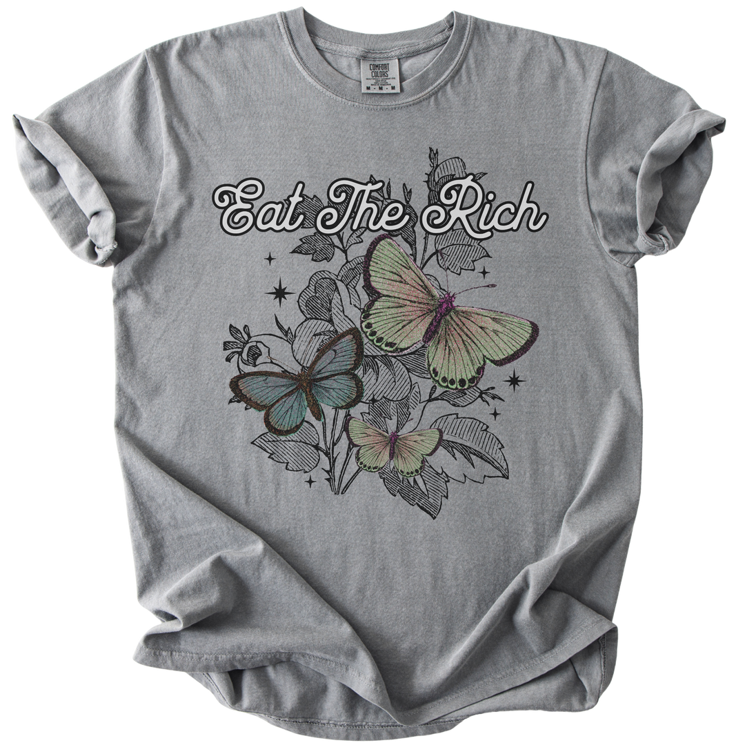 Eat The Rich Floral Butterfly Tee