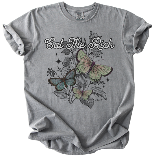 Eat The Rich Floral Butterfly Tee