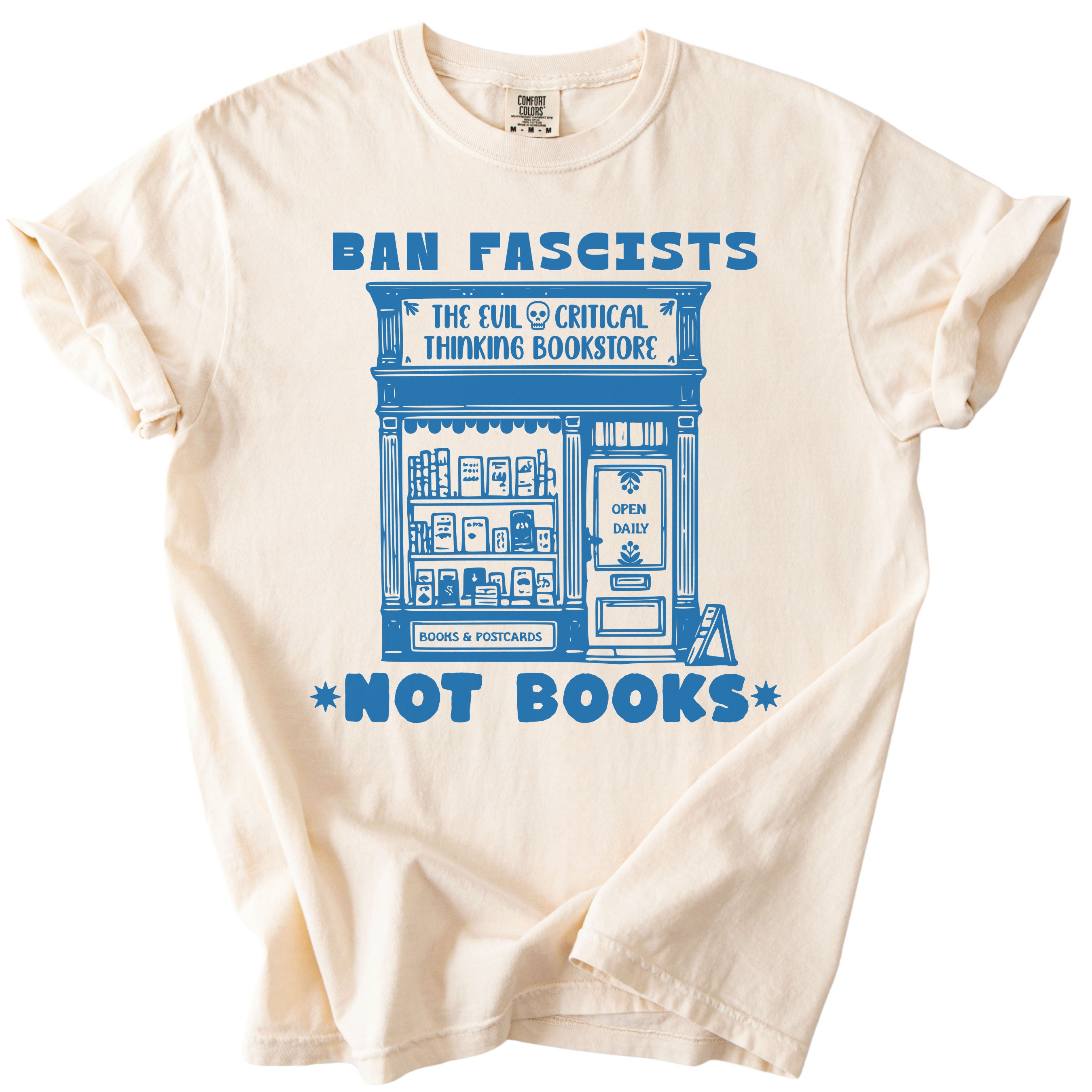 Ban Fascists Not Books Bookstore Tee