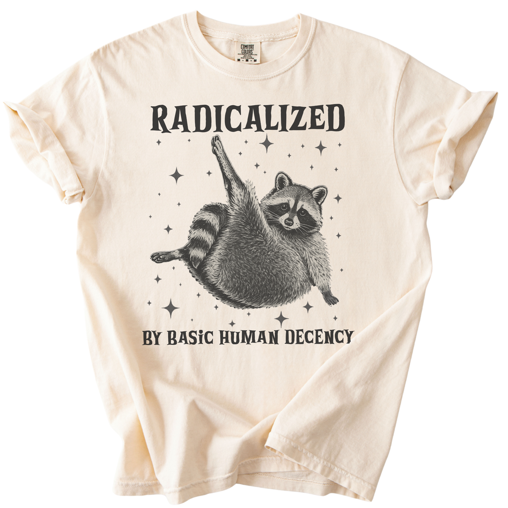 Raccoon Radicalized by Basic Human Decency Tee