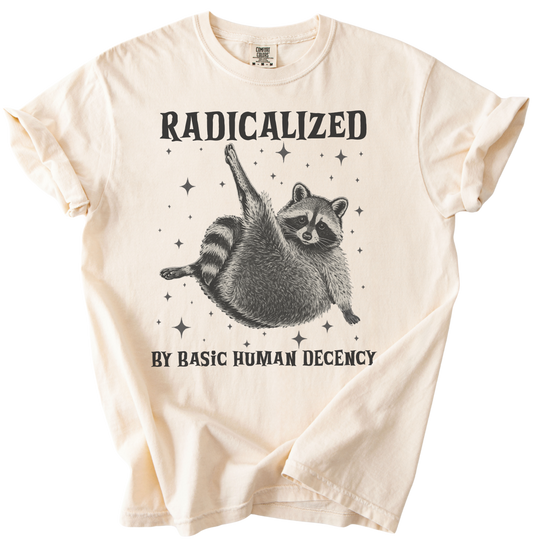 Raccoon Radicalized by Basic Human Decency Tee