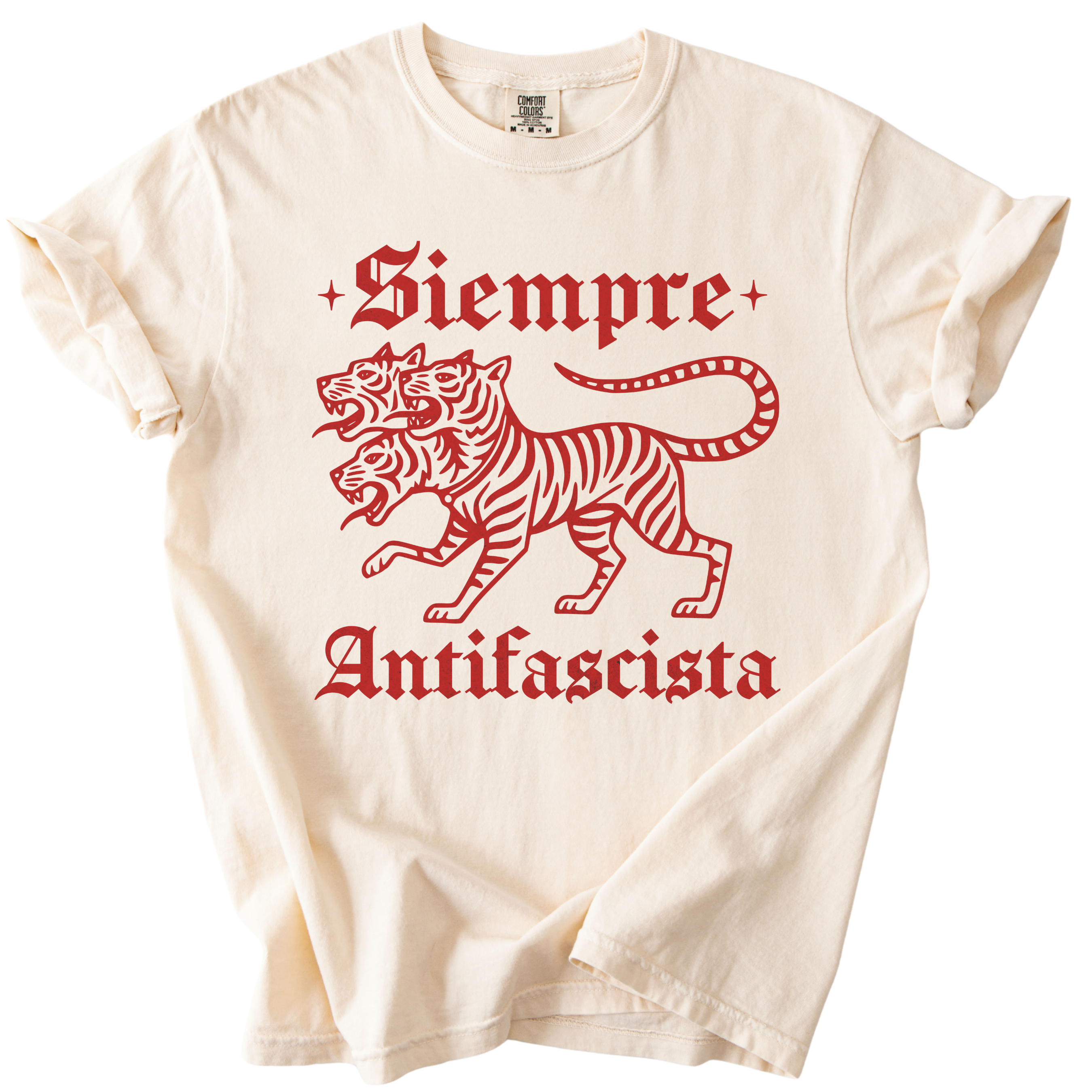 3 Headed Tiger Siempre Antifascista Tee