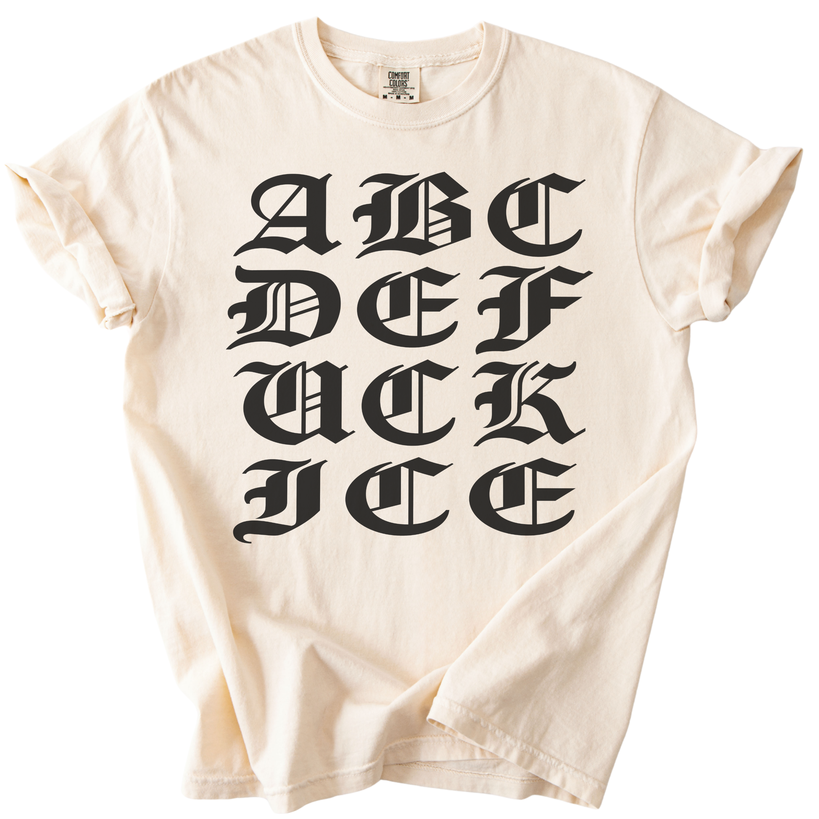 ABCDE FUCK ICE Blackletter Tee