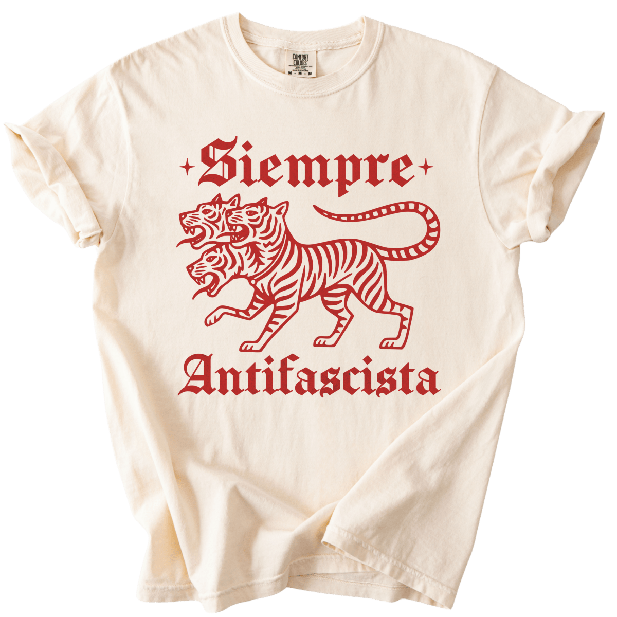 3 Headed Tiger Siempre Antifascista Tee - The Rogue Petal Co. - T-Shirt