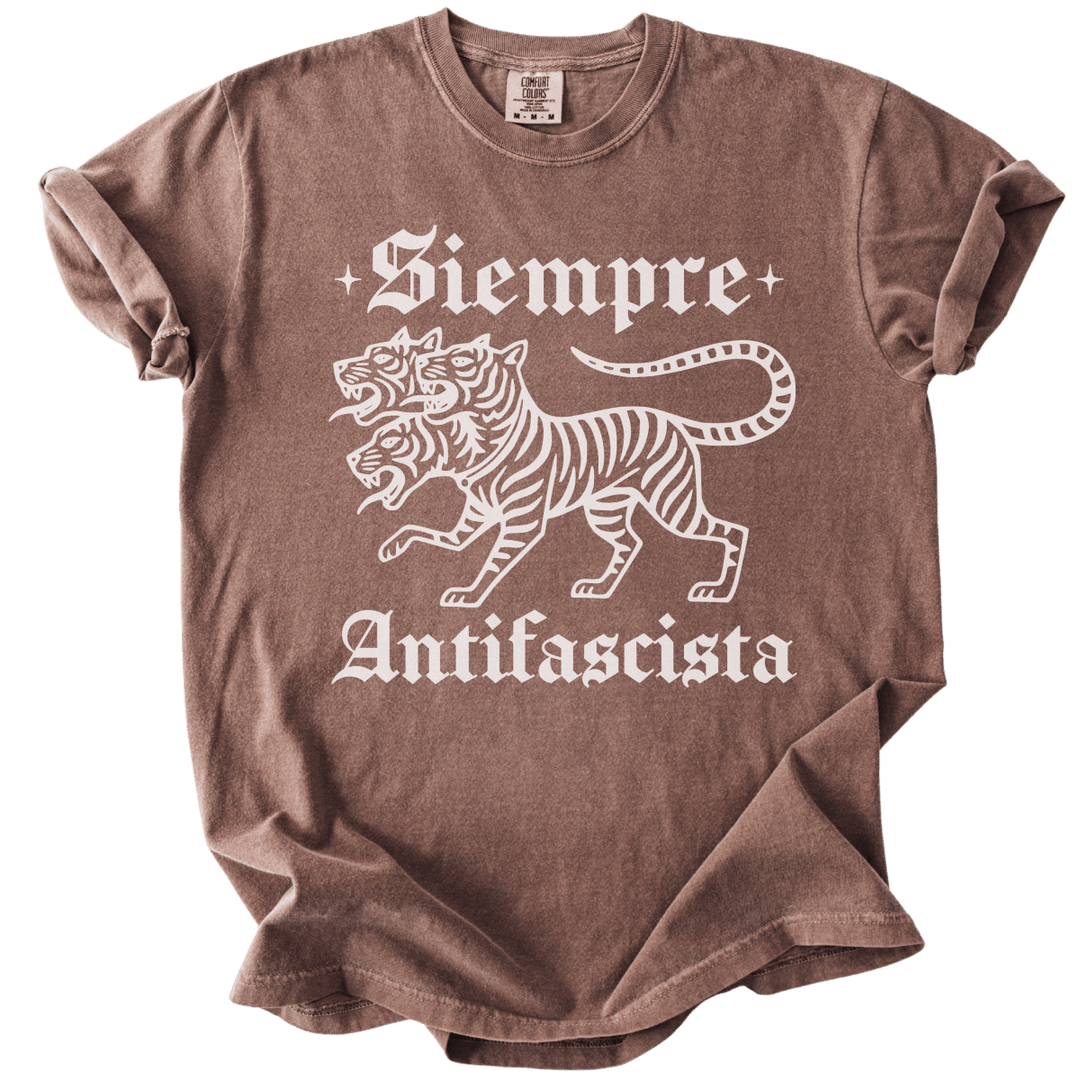 3 Headed Tiger Siempre Antifascista Tee - The Rogue Petal Co. - T-Shirt