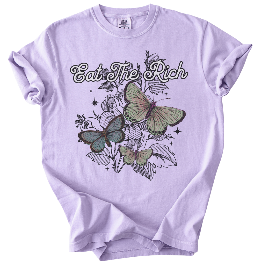 Eat The Rich Floral Butterfly Tee