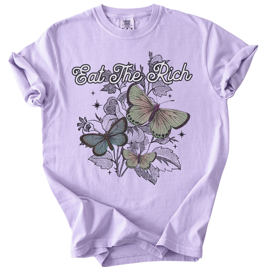 Eat The Rich Floral Butterfly Tee