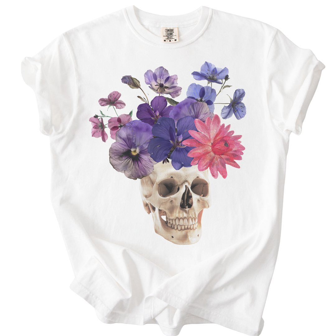 Floral Collage Skull Tee